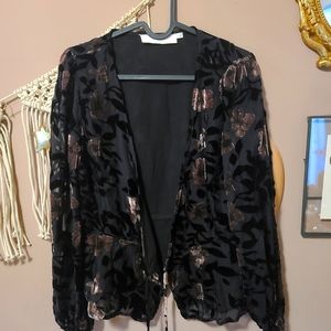 Floral velvet blouse